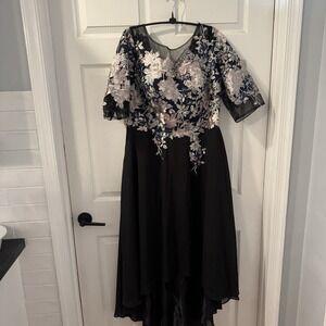 Elegant AO YAN Black Embroidered Floral  Leaf  Formal Mother of the Bride‎ Sz 16